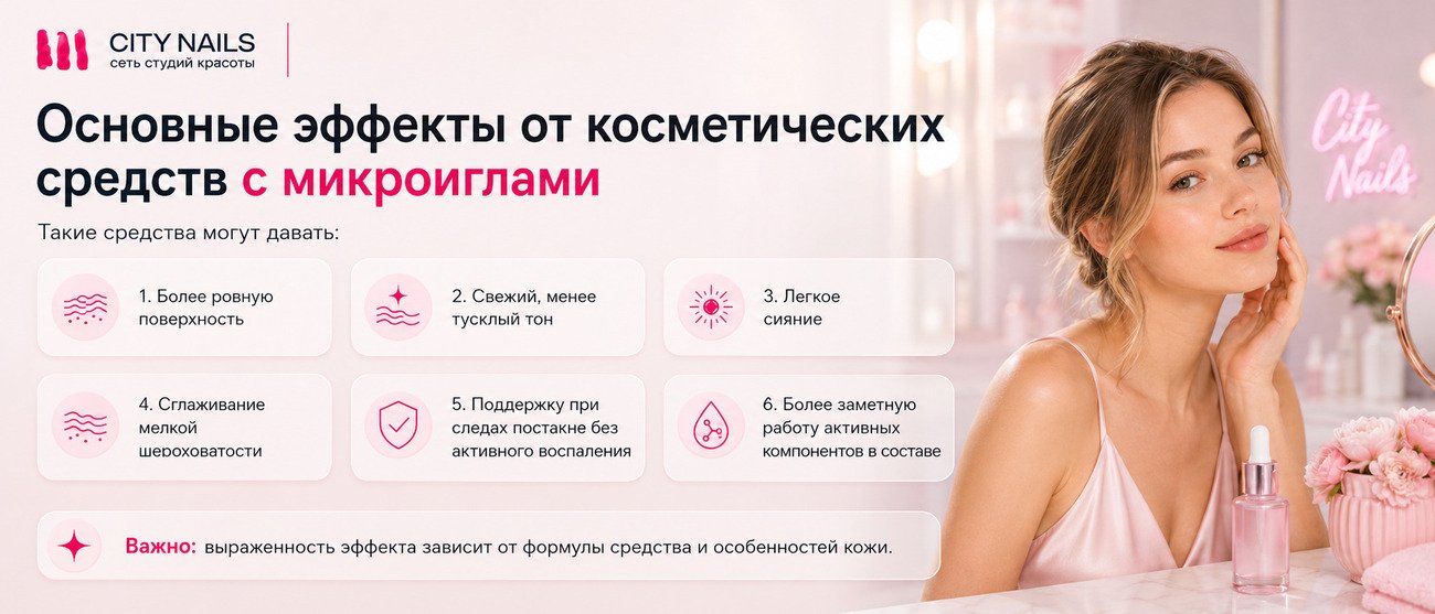 Основные эффекты от косметических средств с микроиглами