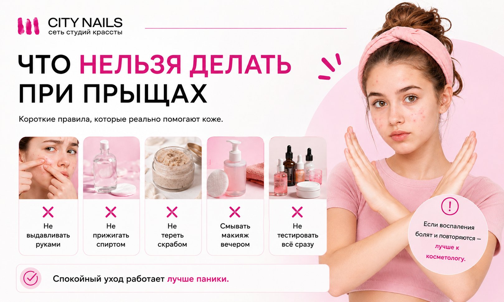 Что нельзя делать при прыщах